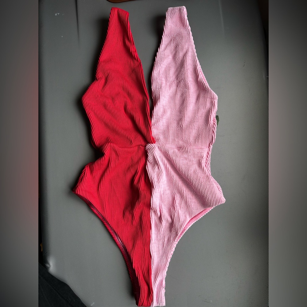 FARM Rio Red and Pink One Piece Swimsuit